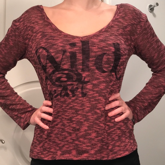 HANG TEN Dark Pink “Wild @ Heart” Long Sleeve Top, Sz. S - Picture 3 of 12